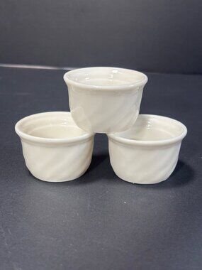 Ceramic Ramekin Prep Dip Or Egg Cups White Glossy Finish Small Bowls